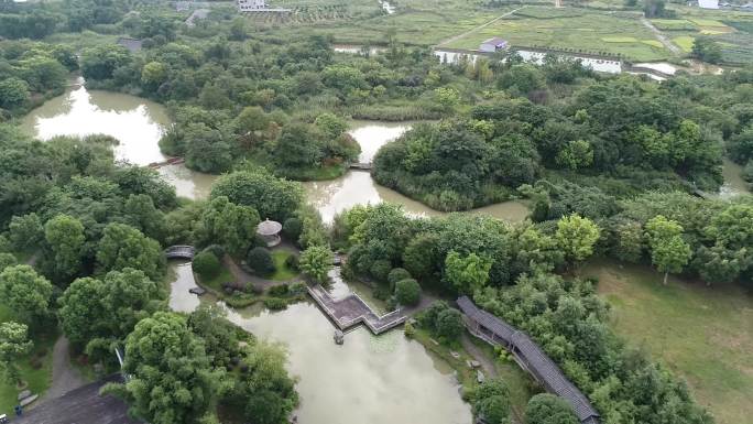 桂林园博园航拍 园林建设 园林 假山花园