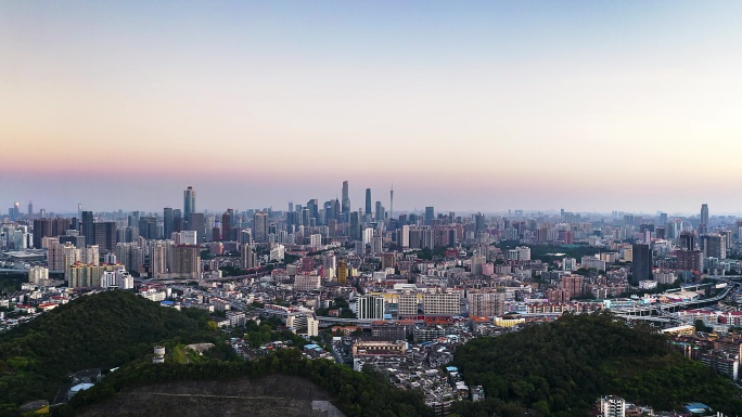 广州傍晚城市大景4k