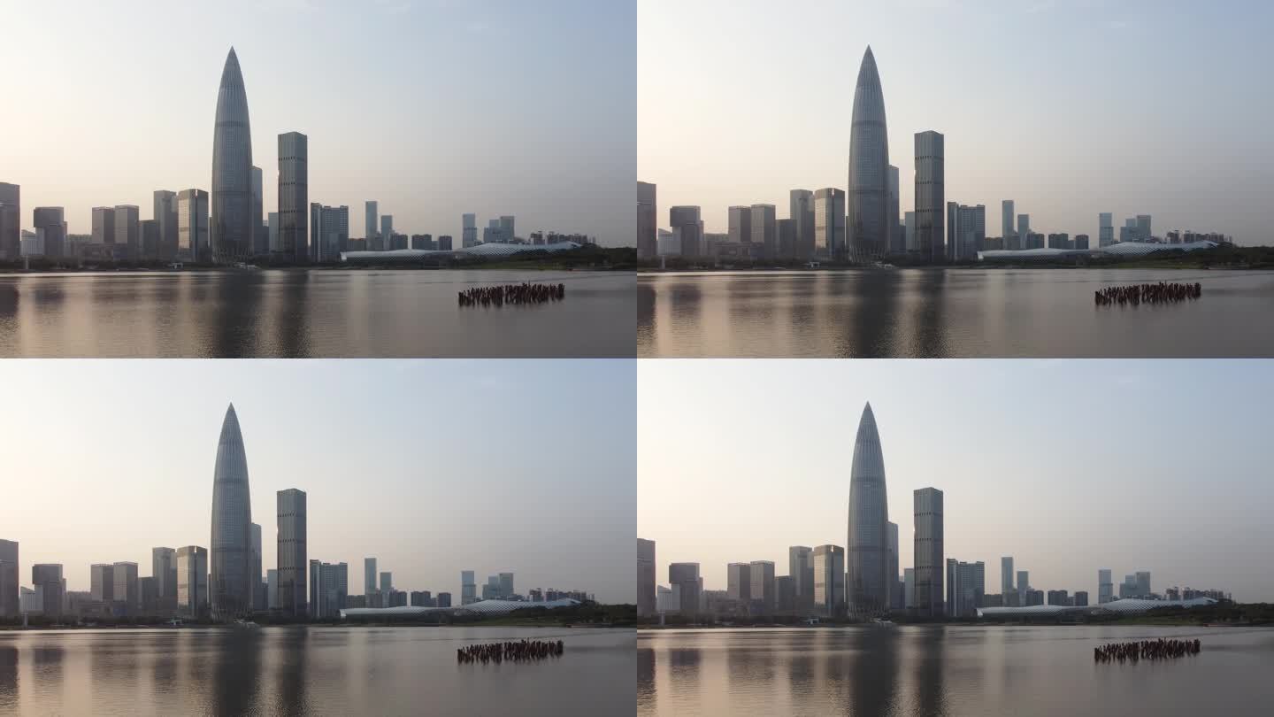 深圳南山CBD后海人才园和科技办公楼落日美景