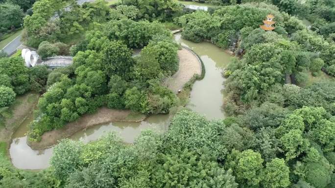 桂林园博园航拍 园林建设 园林 假山花园