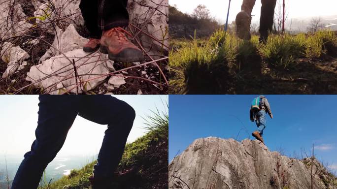 户外徒步攀登攀爬爬山登山奋斗励志视频