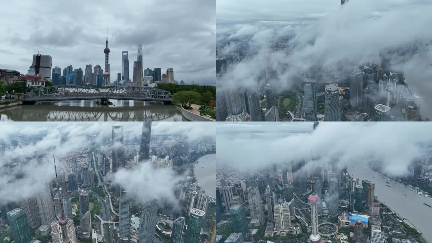 上海4k平流雾低空云层与外滩延时