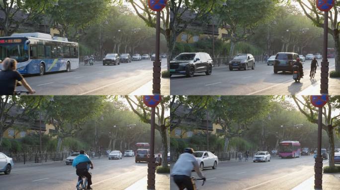 杭州城市街头车水马龙升格4K