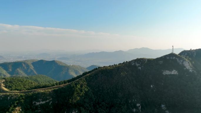 航拍济南长清区大寨山卧龙峪齐长城美丽风光