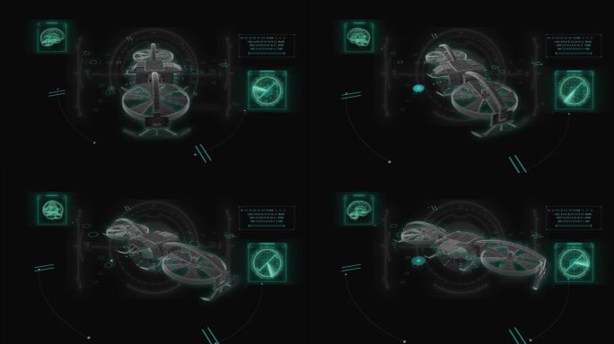 HUD科技界面军用无人机动画展示素材