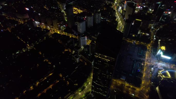 沈阳市府恒隆广场夜景航拍