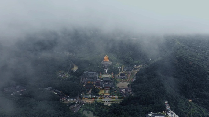 航拍雪窦寺 航拍雪窦山 弥勒佛航拍