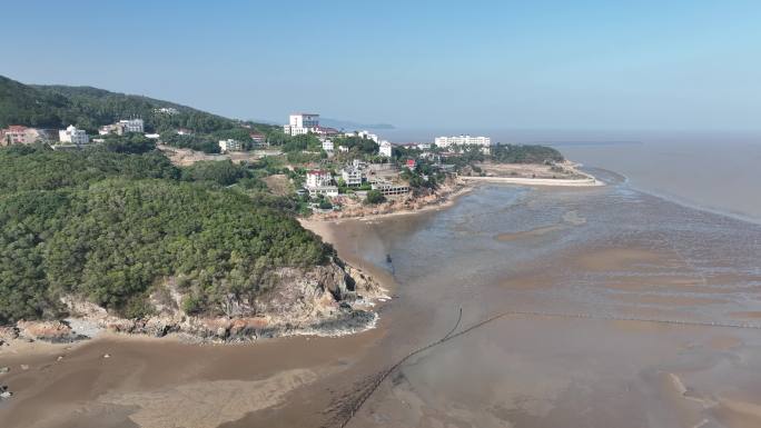 福州连江琅岐岛海滨沙滩自然风光航拍