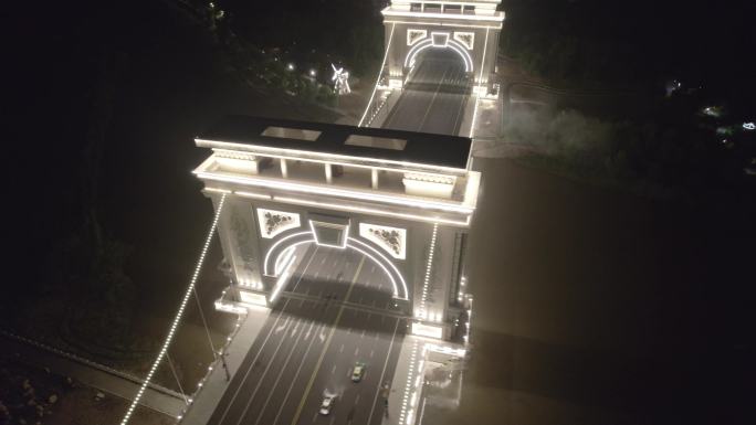 梅河口普阳桥夜景航拍
