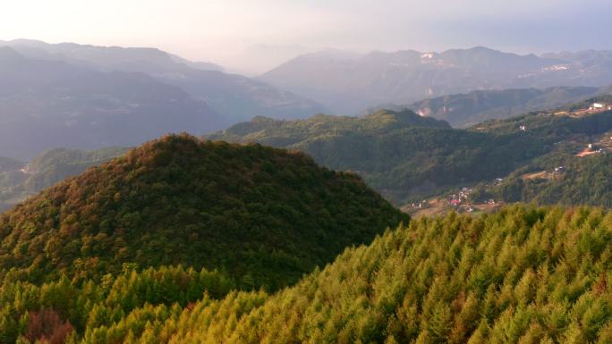 4k航拍山村晚霞