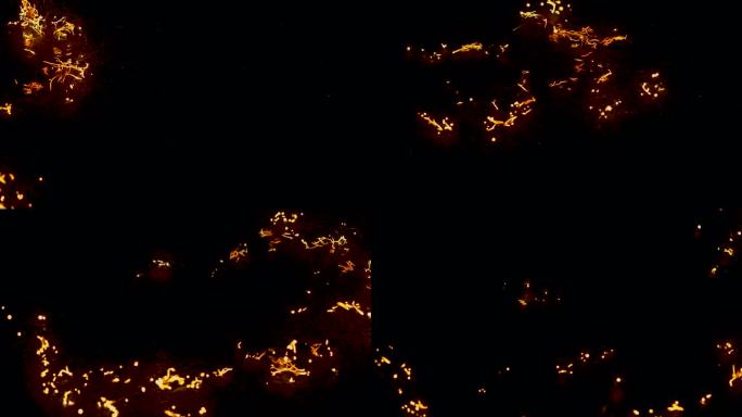 火焰火花波克抽象背景-火焰迅速蔓延通过钢丝绒，产生大量火花。