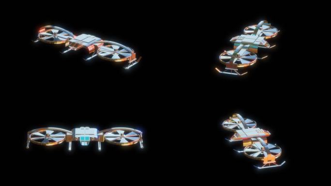 赛博朋克元宇宙军用无人机动画通道素材
