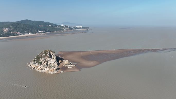 福州连江琅岐岛海滨沙滩自然风光航拍