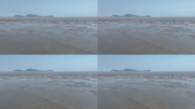 福州连江琅岐岛海滨沙滩滩涂自然风光航拍