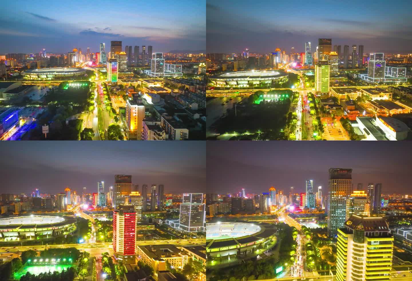 苏州高新区夜景航拍延时