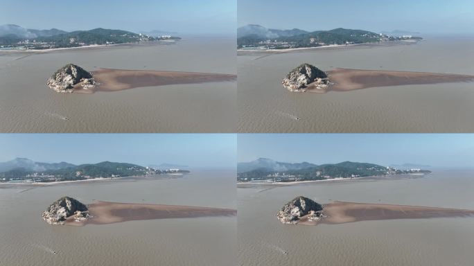 福州连江琅岐岛海滨沙滩自然风光航拍