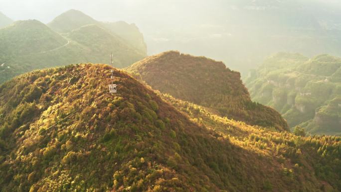 4k航拍山村晚霞