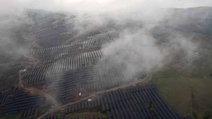 4K-光伏太阳能发电，光伏太阳能基地航拍