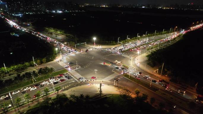 海口白驹大道十字路口夜景