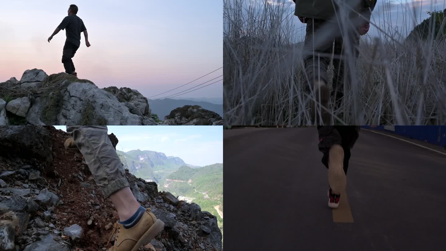 奔跑 登山 攀岩 脚步特写