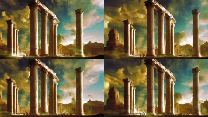 震撼空灵的古罗马场景 罗马柱 舞台背景