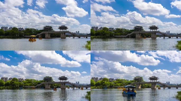 惠州金山湖公园蓝天白云延时摄影