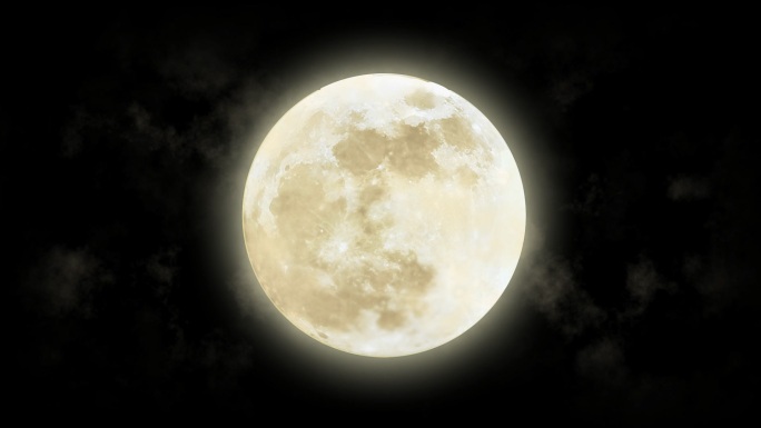 月亮加外圈云烟循环透明视频素材