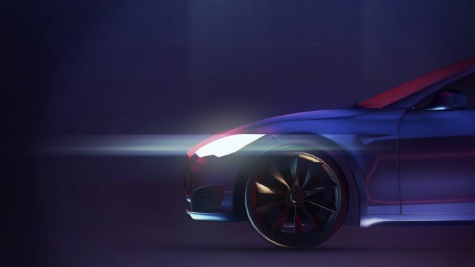 未来高科技跑车三维动画光影变化轮胎旋转