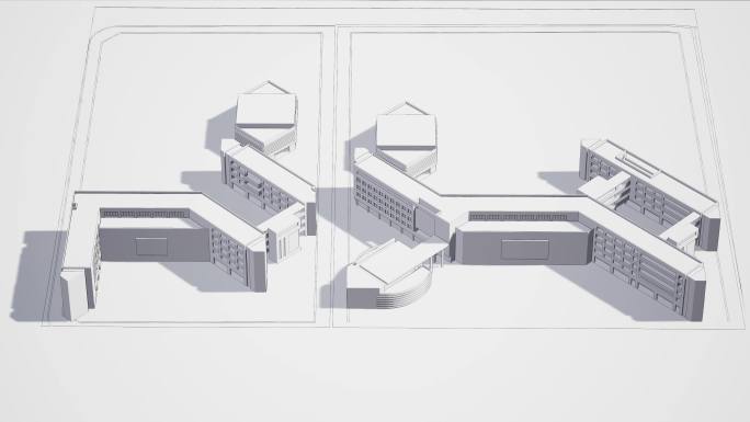 【4k】建筑白模线稿规划3
