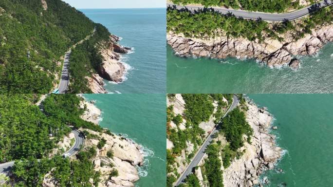 青岛崂山滨海旅游公路开车航拍