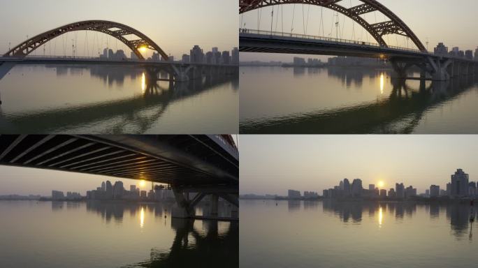 航拍惠州隆生大桥夕阳落下4k视频