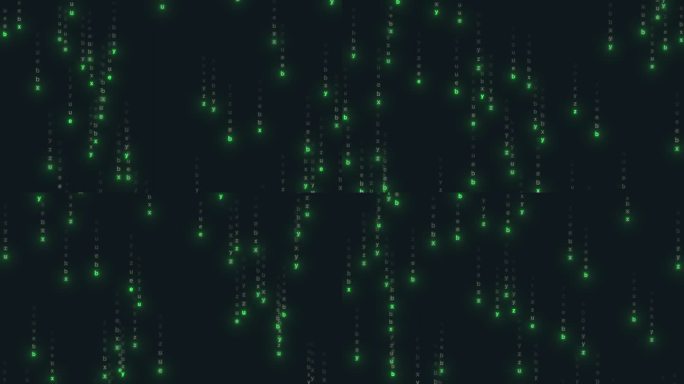 数字背景，二进制代码黑色和绿色背景，数字在屏幕上移动，数字时代的概念。算法二进制，数据编码，解密和编