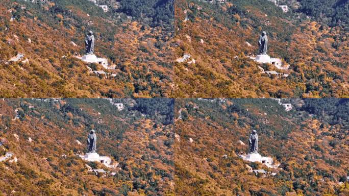 航拍青岛 崂山雕像