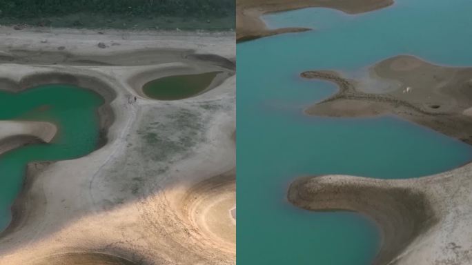 高清竖屏航拍隆安更望湖风光景色