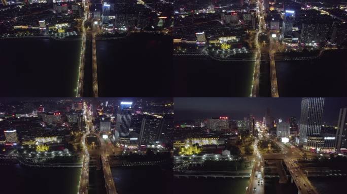 吉林大桥夜景航拍空镜