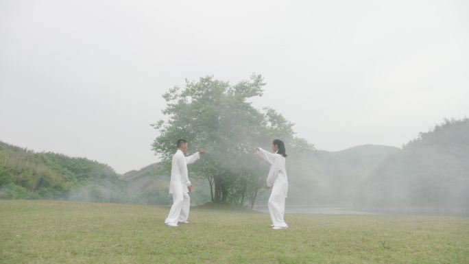 【4K升格】自然山林湖边打太极拳