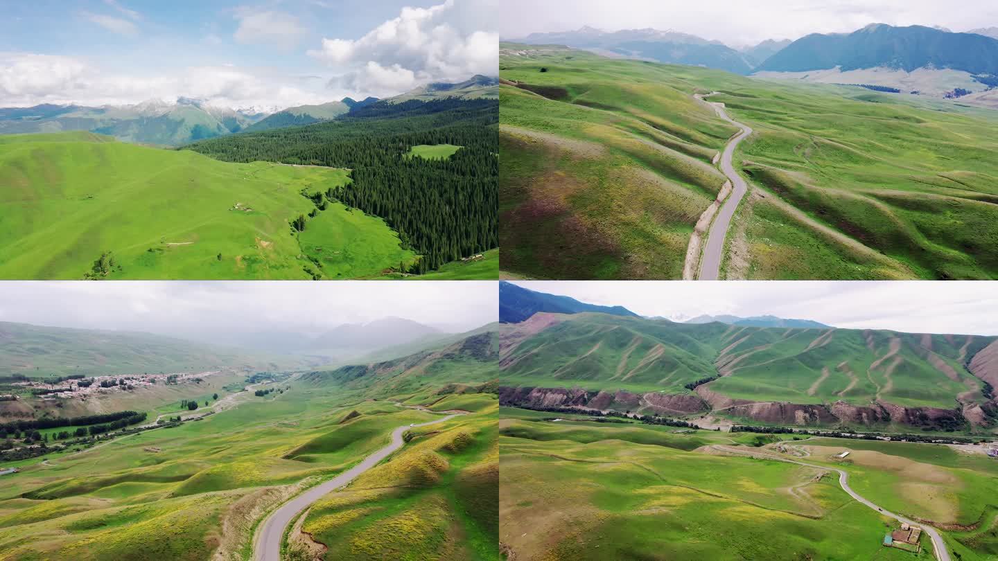 【4K】新疆琼库什台高山牧场航拍