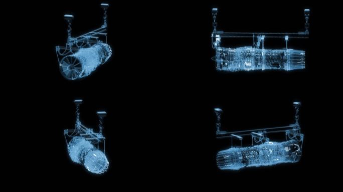 透视全息飞机引擎发动机透明通道素材