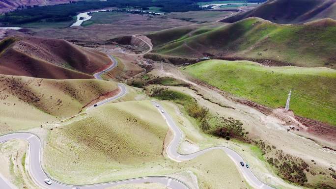 【4K】新疆琼库什台盘山公路，峡谷航拍