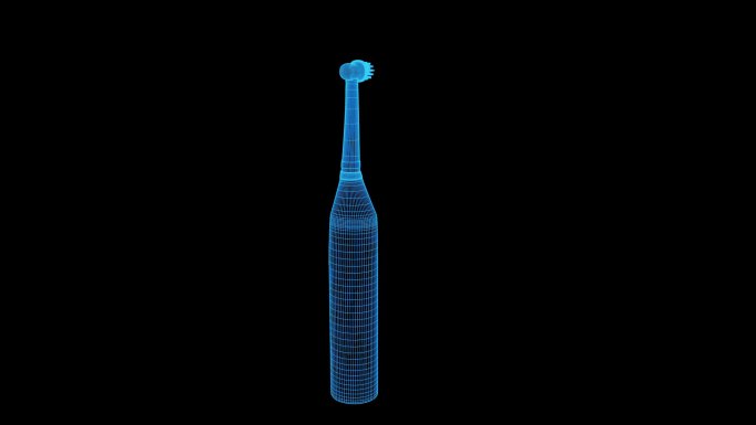 蓝色全息科技线框电动牙刷三维素材带通道