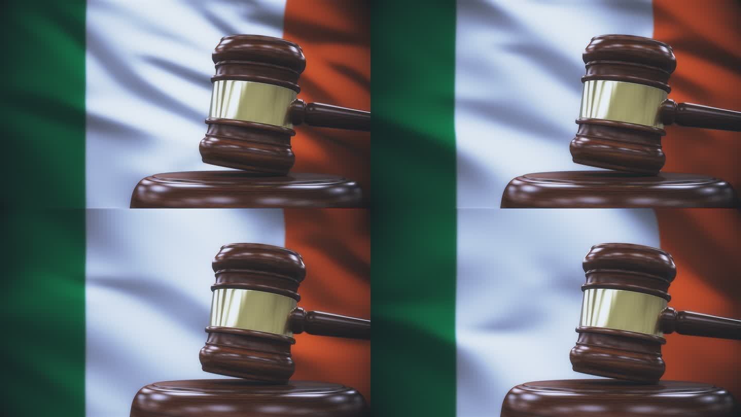 爱尔兰国旗背景的盖尔法官