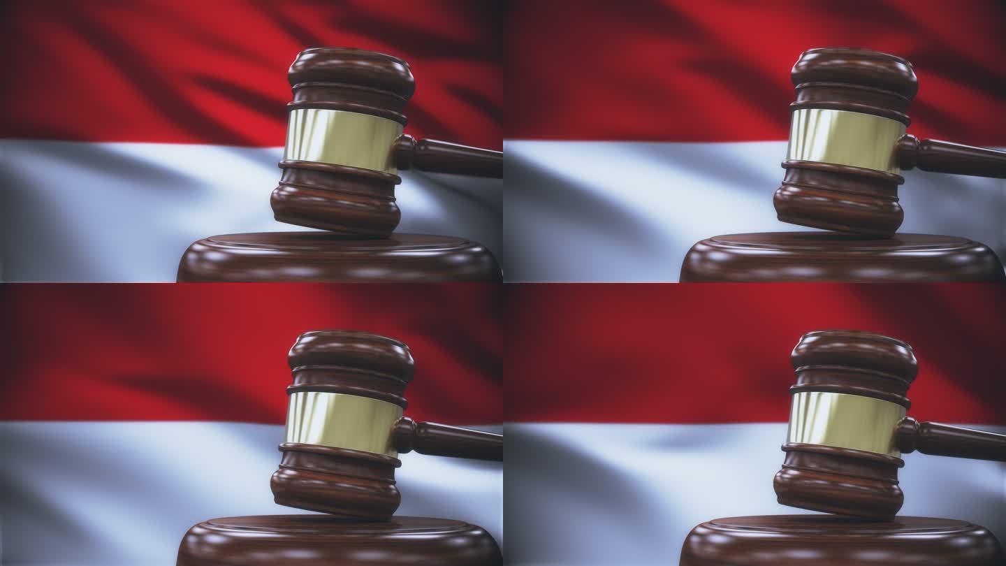 印度尼西亚国旗背景的盖尔法官