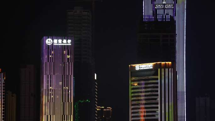 湖南金融中心夜景湘江城市灯光秀