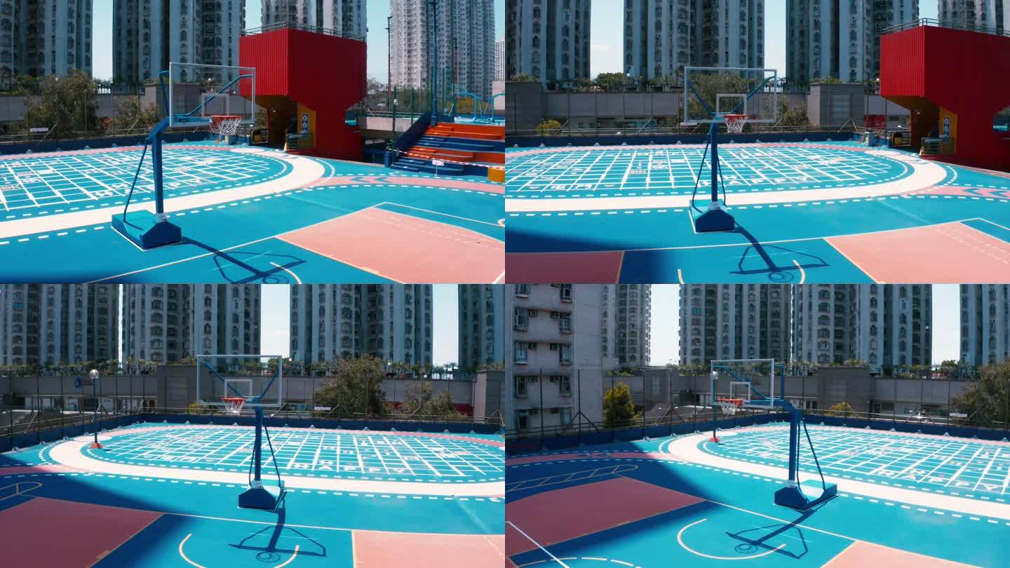 香港蓝色运动场的无人机视图