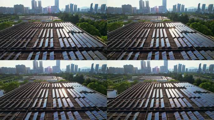 城市屋顶太阳能板