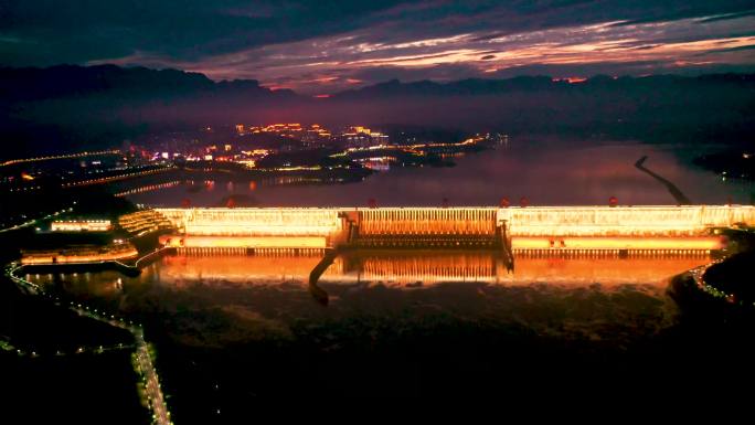 航拍三峡大坝夜景（四）