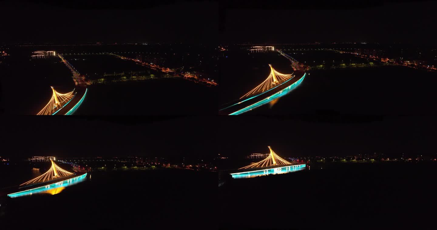 城市夜景航拍-上海枫泾白牛桥