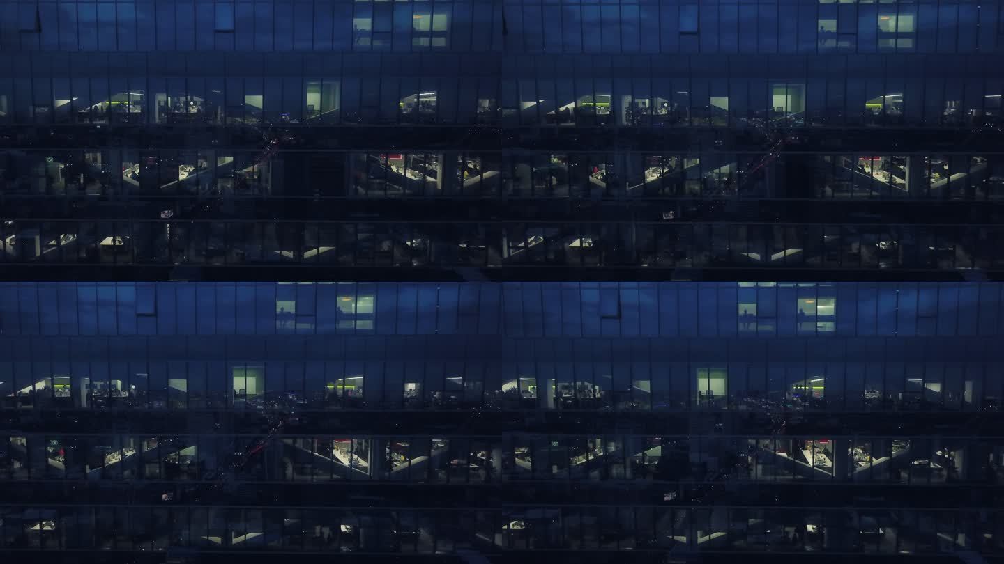 摩天大楼夜景办公窗口