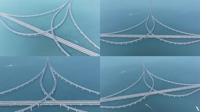 航拍跨海大桥 高速公路