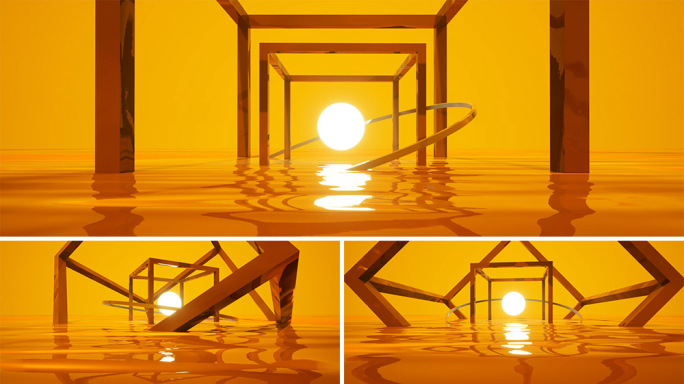 【4K时尚空间】3D方框建筑视觉星球创意